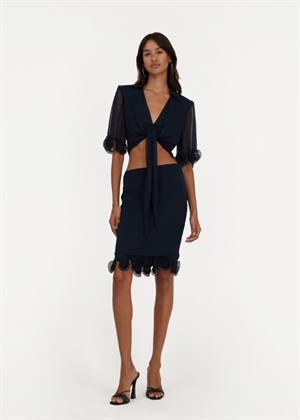 Tula above knee chiffon ruffle skirt Sky Captain ROTATE By Birger Chrisensen 